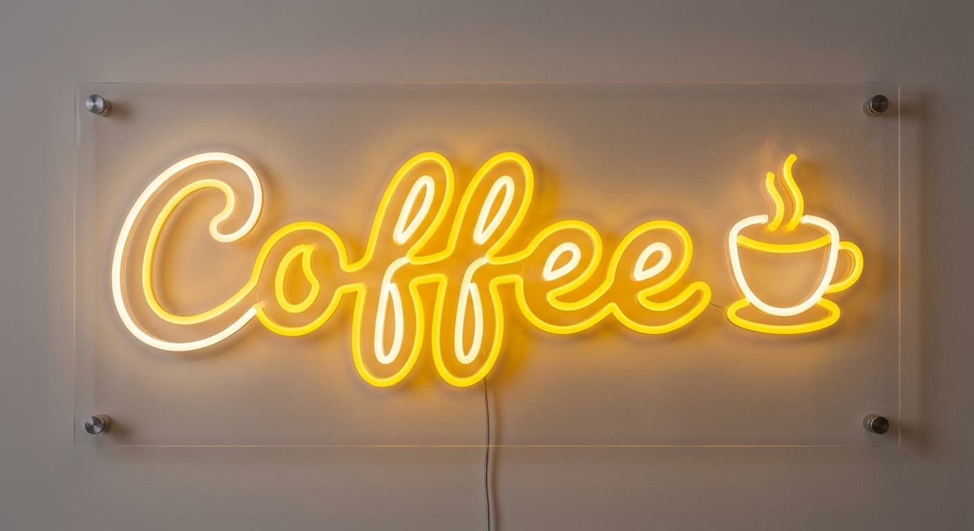 COFFEE＋カップ のネオン AI生成イメージ