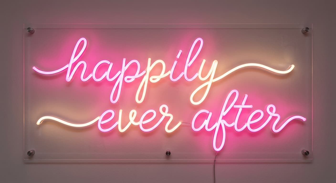 happily ever after のネオン AI生成イメージ